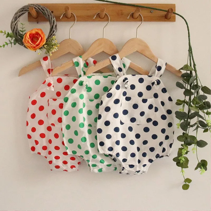 

Детское боди, одежда для маленьких мальчиков и девочек, Модный летний комбинезон без рукавов в горошек для младенцев