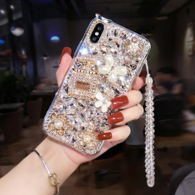 Для samsung Galaxy M10 M20 M30 A10 A10e A20 A20e A30 A40 A50 A70 A80 A90 Роскошные Духи бутылки чехол Алмазный