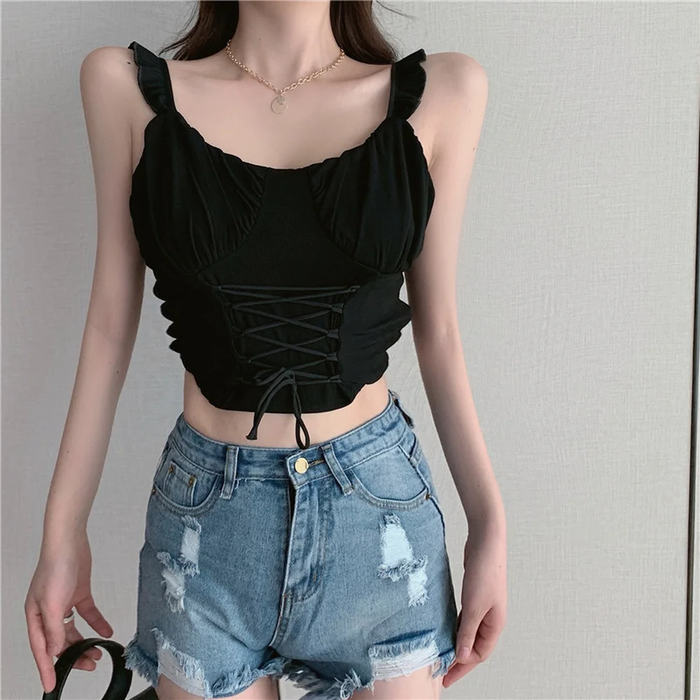 Spring Summer Black Off Shoulder Corset Crop Tops Women Square Collar Party Sexy Tank Tops Ladies Backless Casual Bustier 2021