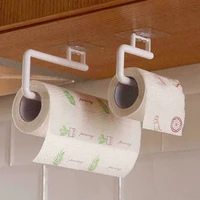 2pcs tissue hanger paper roll holder wall mounted self adhesive towel storage rack kitchen bathroom cabinet rag hanging holder