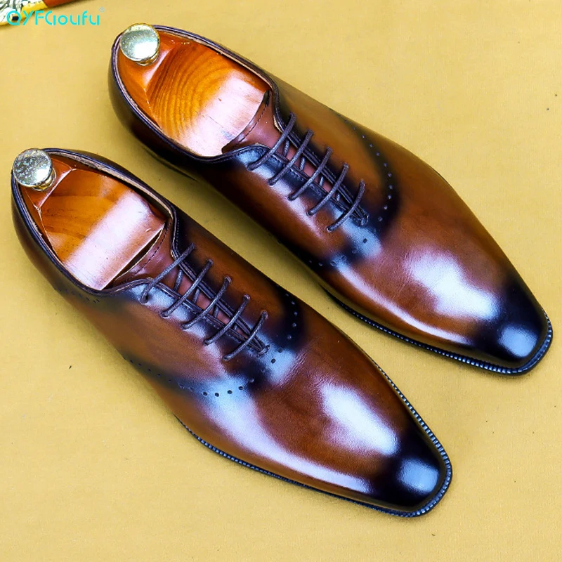 Новые мужские вечерние туфли ручной работы с острым носком модельные из