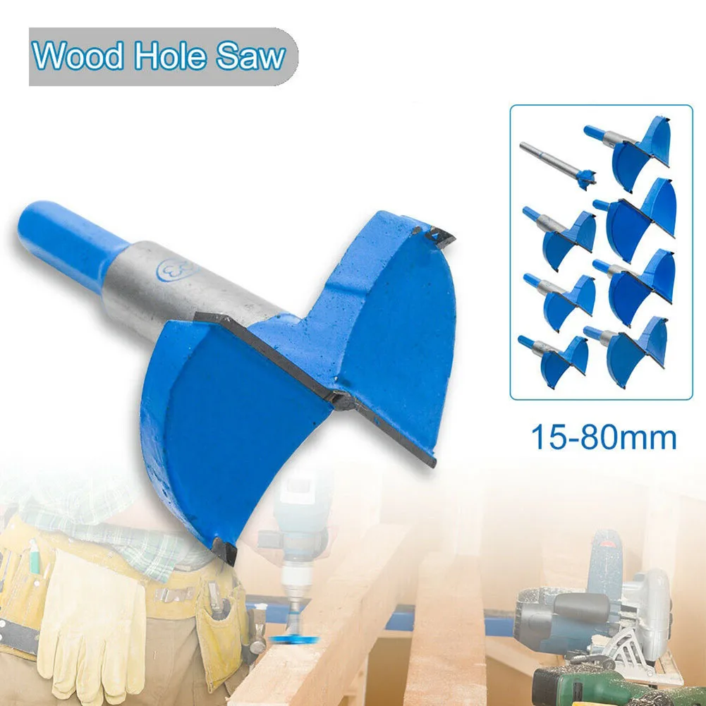 

15-80mm Wood Hole Saw Drill Bit Hard Alloy Blue/Silver High hardness Sharp