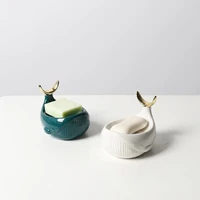 creative whale shape soap holder ceramic soap dish storage tray home decoration ring necklace stand hook bathroom accessories
