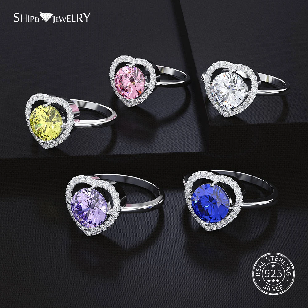 Женское кольцо с сапфиром Shipei 100%-ное обручальное розовым белым фиолетовым и