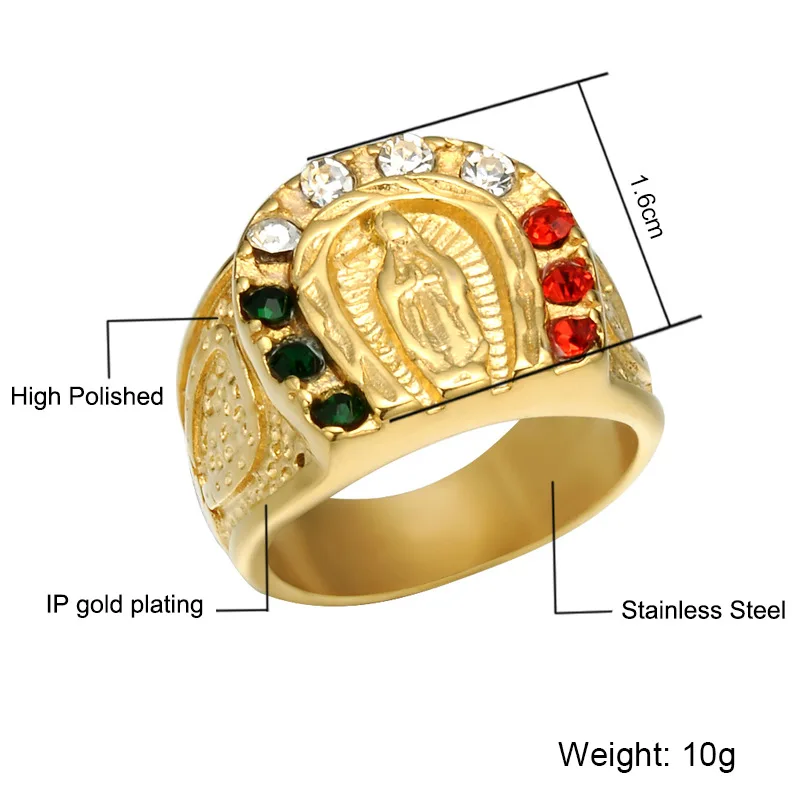 Женское и мужское кольцо с разноцветным цирконием Virgin Mary Titanium ювелирные изделия