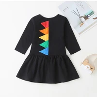 fashion baby gril dress toddler girl fall clothes cotton colorful corner solid long sleeve girl dress birthday kids clothes 1 6y