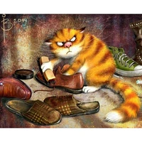 fsbcgt cartoon orange cat picture diy painting by numbers adults hand painted on canvas coloring by numbers home wall art decor