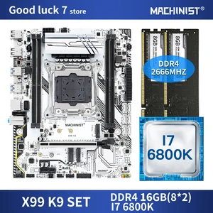 x99 motherboard lga 2011 3 set kit with intel core i7 6800k processor ddr4 16gb28gb 2666mhz ram m atx nvme m 2 ssd x99 k9 free global shipping
