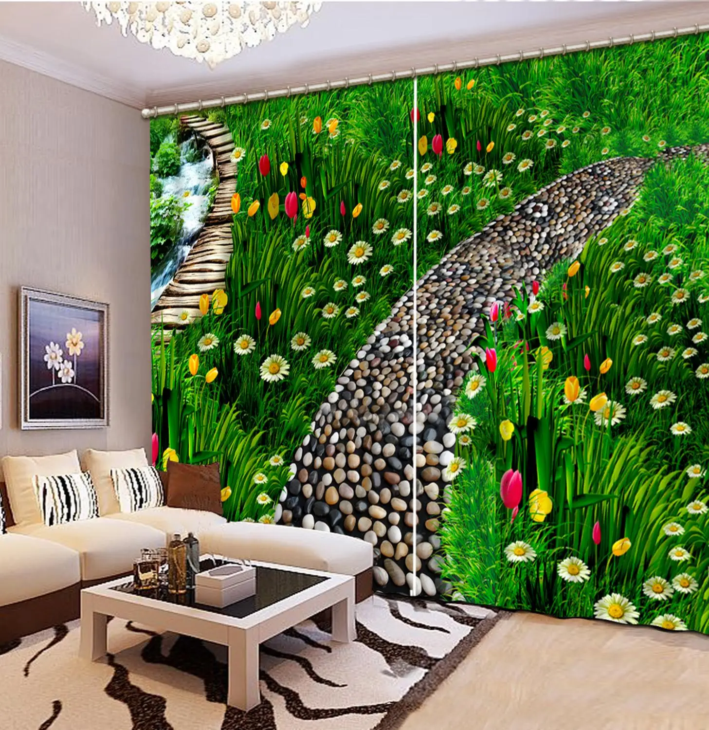 

Занавески в современном стиле, занавески с изображением красивого парка, ландшафта для гостиной, спальни, цветов, травы, занавески для детск...