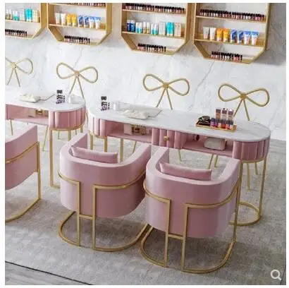 Чистый красный мраморный Маникюрный Стол и стул набор один двойной простой