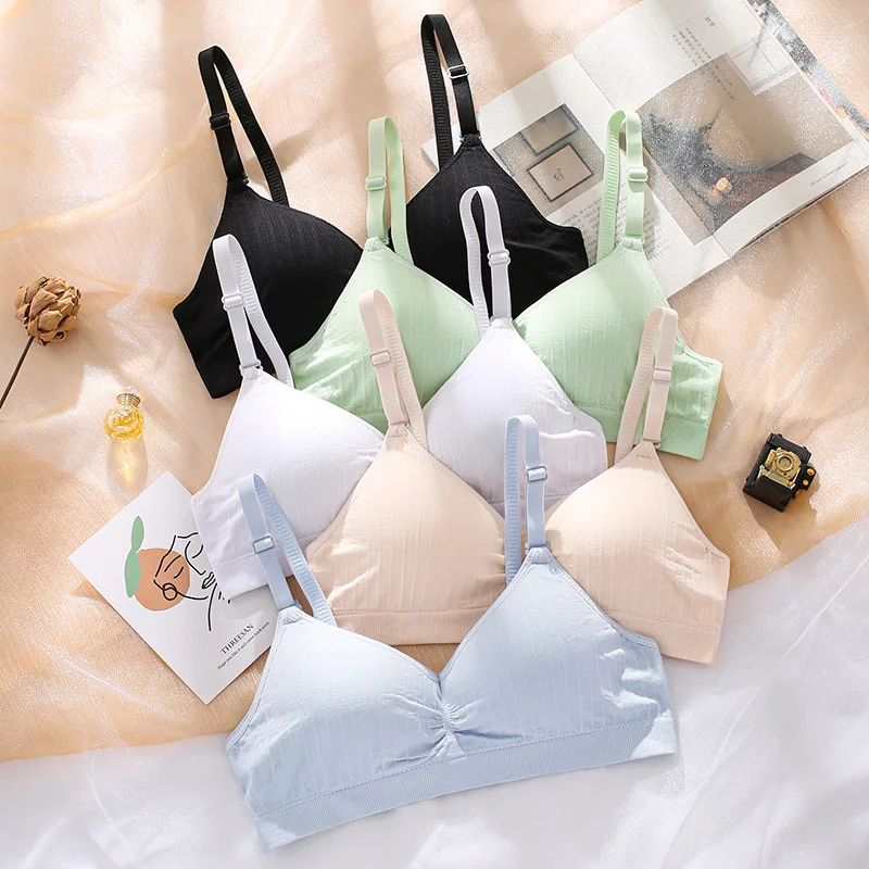 

Sexy Breathable Bow Bra For Women Seamless AB Cup Macaron Candy Color Soft Cup Underwear Summer Bralette Top