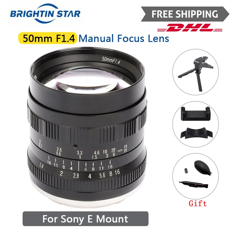 Объектив камеры Brightin Star 50 мм F1.4 Большая диафрагма стандартный основной ручной