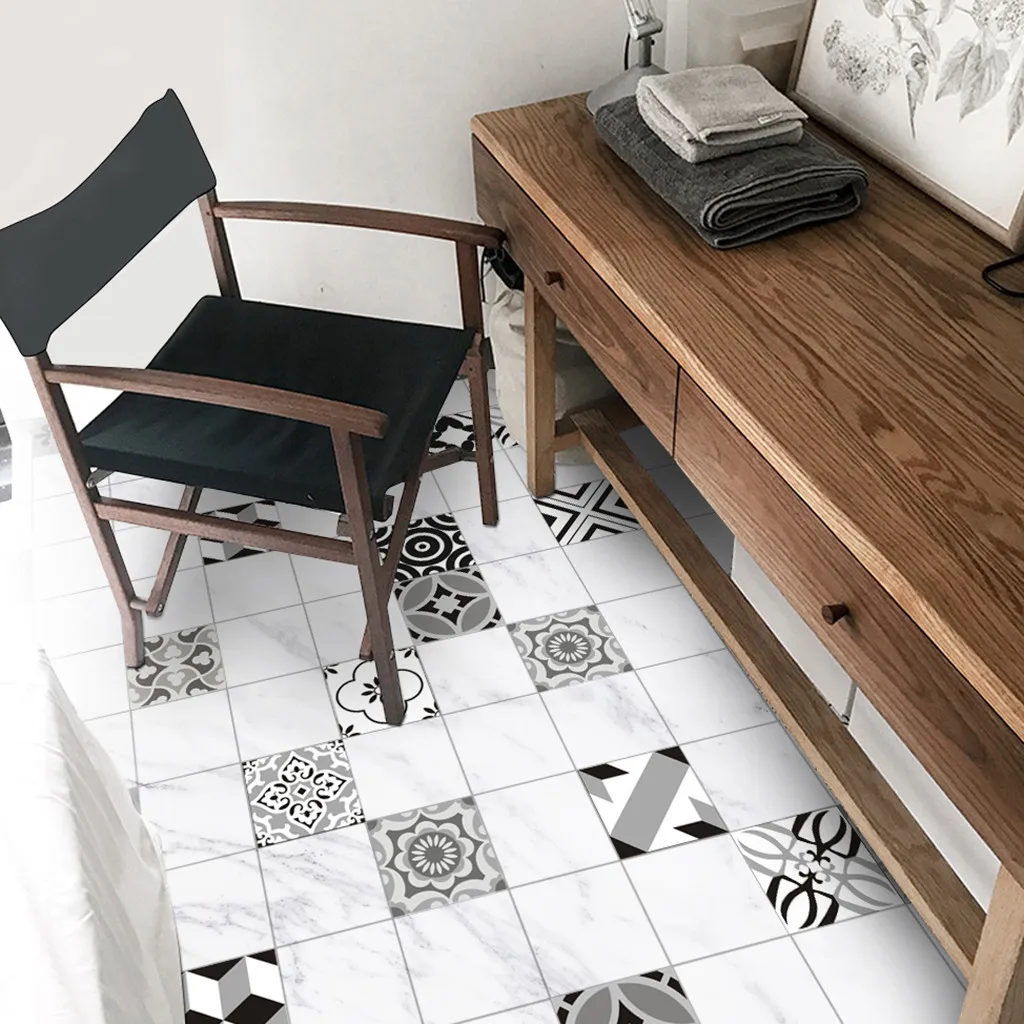 

Waterproof Vintage Wall Stickers Three-dimensional Tile Stickers Bohemian Tiles Living Room Bedroom Bedside Floor Wallpapers