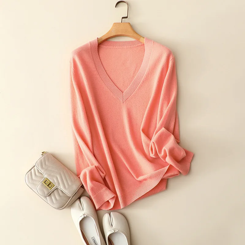 

100% cashmere candy color sweaters women v neck fashion winter softness pullovers classics knitted female stylish knitwear