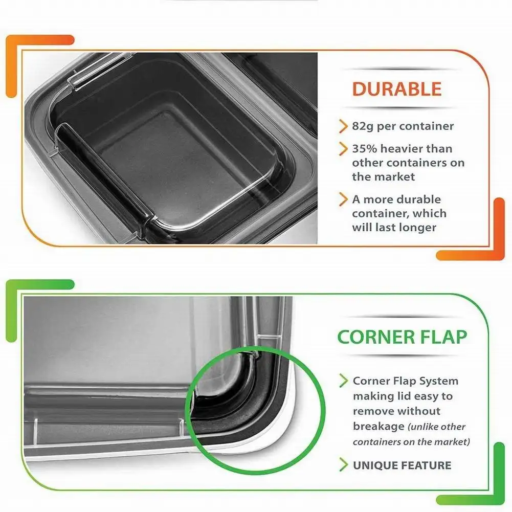 35 oz 2 Compartment Meal Prep Containers with Lids Durable BPA Free Plastic Food Storage Stackable Kitchen supplies | Дом и сад