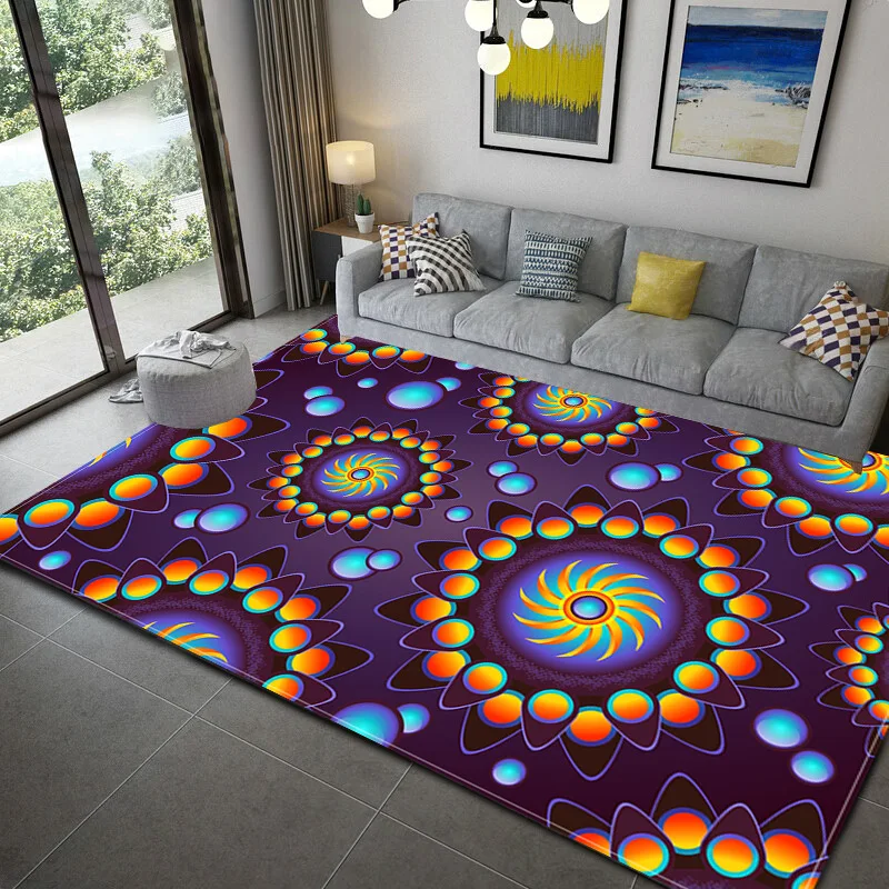 

3D Colorful Geometric Abstract Pattern Living Room Carpet Bedroom Kitchen Bathroom Non-slip And Waterproof Floor Mat