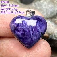 necklace pendant natural purple charoite jewelry for women man crystal heart love luck beads stone silver chains gemstone aaaaa
