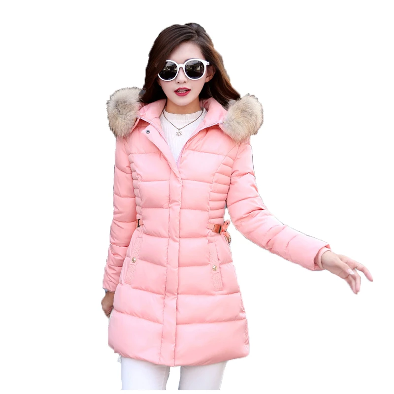

parka coat women M-3XL pink red gray 2019 autumn winter new korean long sleeve hooded fashion warmth clothing JD579