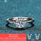 Серебро 925, оригинальное, 1 карат, D Цвет, Муассанит, кольцо с бриллиантом, вырезанное бриллиантом, проверенное раньше VVS1, искусственное Драгоценное кольцо, обручальное кольцо, подарок