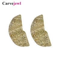 carvejewl big stud earrings semicircle stud earrings for women jewelry hammered surface girl gift simple personality new style