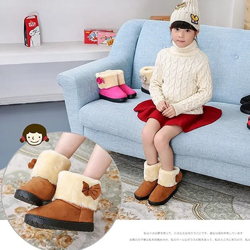 

Winter Boots Plush Warm Children Fashion Casual Boots Snow Boots Soft Boys Girls Shoes Cotton Non-Slip Martin Toddler Sneaker