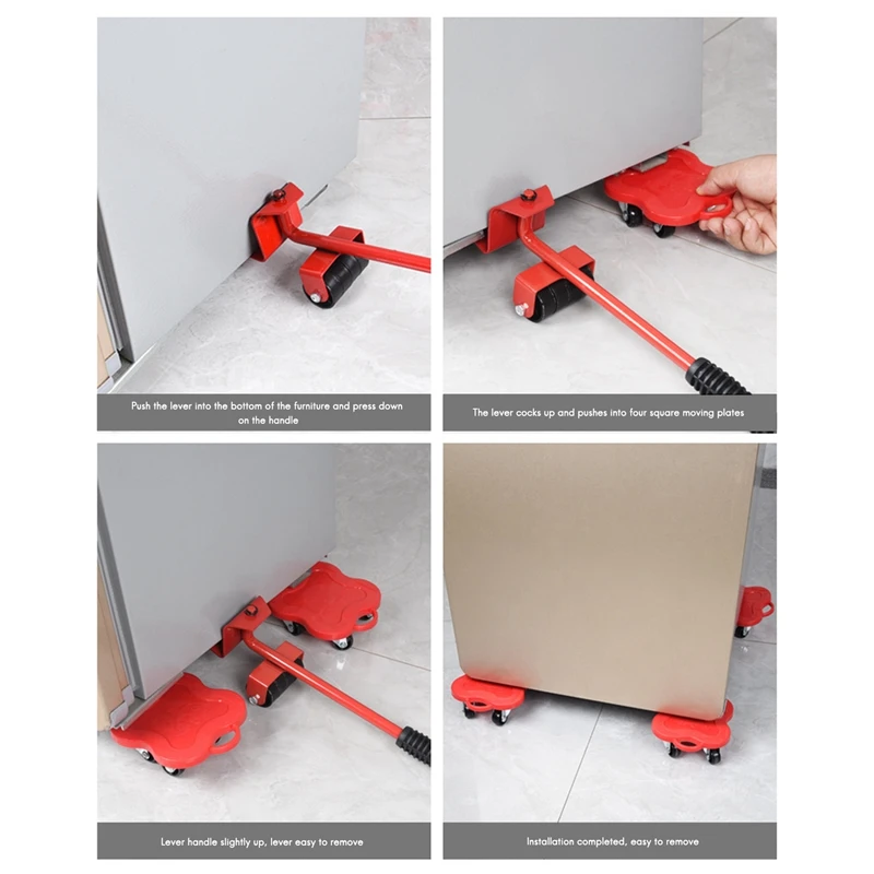 

5-In-1 Mobile Furniture Lifting Tool Furniture Lifter Mobile Device Equipment Labor-Saving Crowbar Hand Tool Set