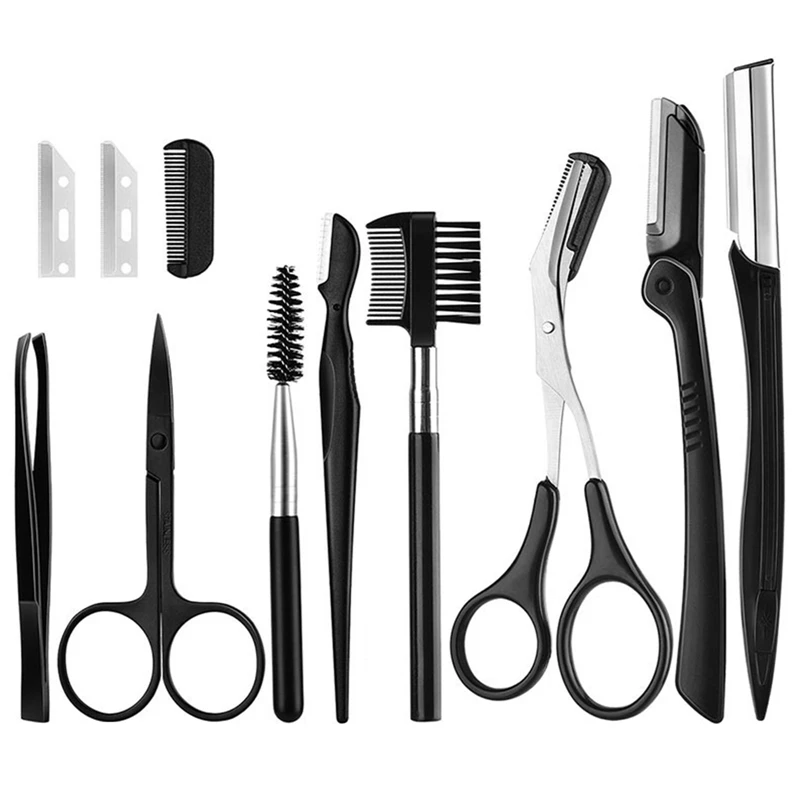 

11 Pcs Eyebrow Trimming Tools Set Eyebrows Clip Eyebrow Trimmer Scissors Eyebrow Shaping Knife Cosmetic Beautiful Makeup Tools