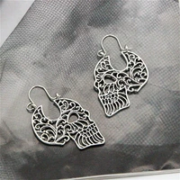 gothic punk skeleton earrings for women mens hollow metal skull stud earrings jewelry piercing