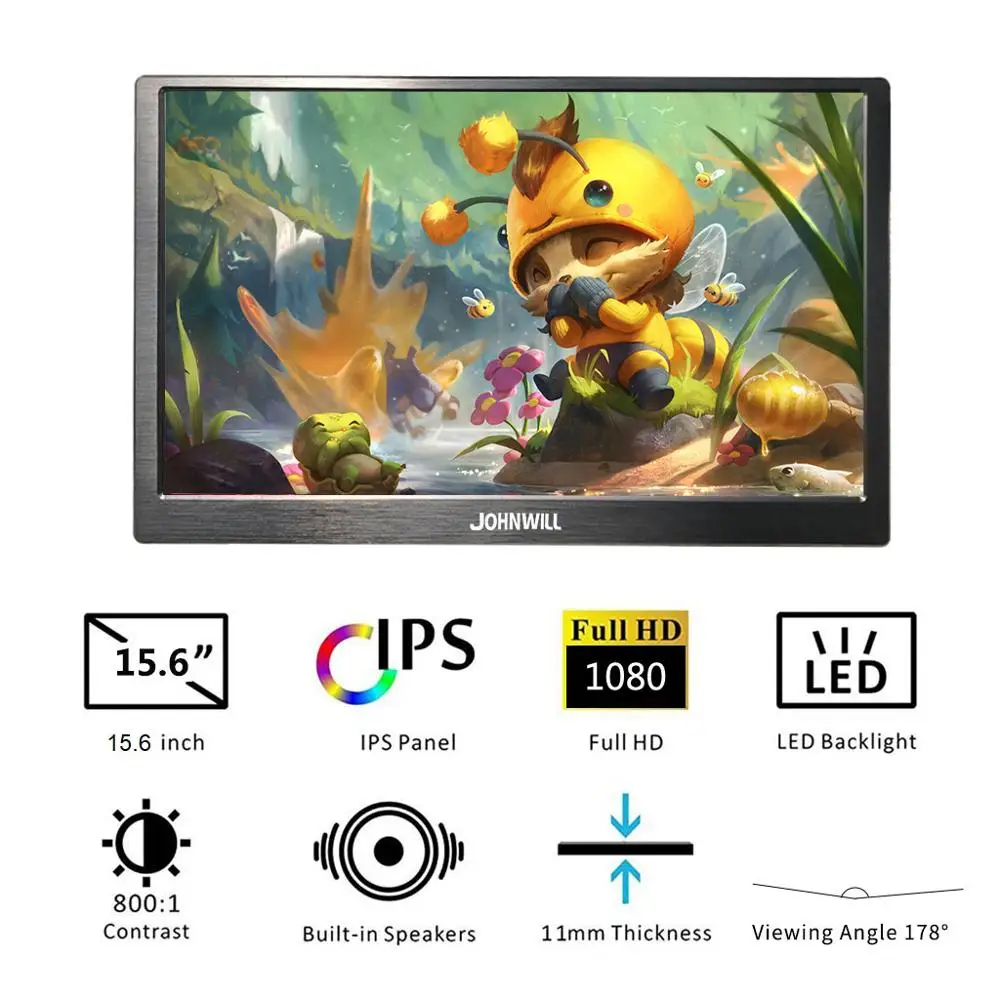Портативный монитор 15,6 дюймов ЖК-дисплей hd монитор игровой ПК 1080P ips Дисплей экран ноутбук мини HDMI USB для Raspberry Pi переключатель PS4