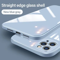 luxury cute square liquid tempered glass phone case for iphone 13 12 11 pro xs max se xr x 8 7 plus camera protection cover