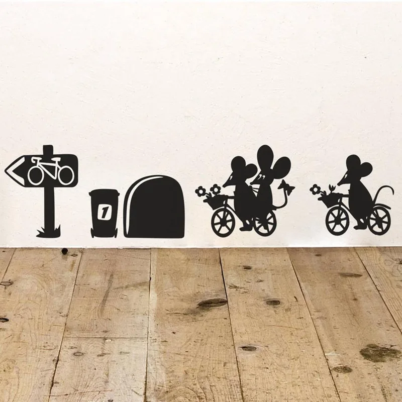 Funny 3D Mouse Hole Wall Stickers Kids Room Kitchen Bedroom Home Decoration Vinyl Wall Decal Diy Cartoon Rat Animal Mural Art