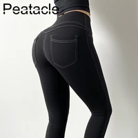 peatacle high waist stretchy hip lifting tights women slim sport trousers quick dry running yoga pants workout fitness leggings