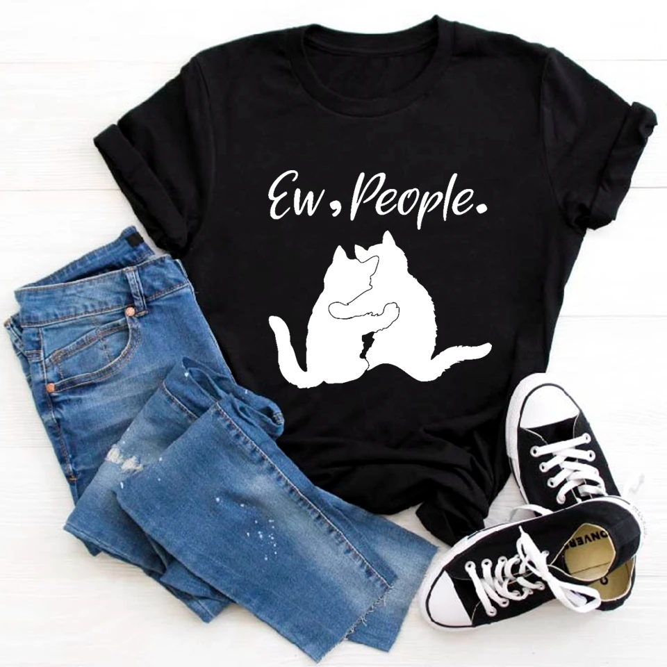 

Ew People Shirt Unisex Womans Tee Hipster Shirts Funny Cats Mask Print Famale Tees Summer Graphic Harajuku Tshirt Dropshipping