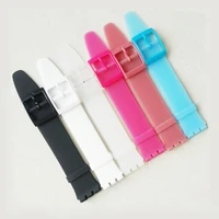 16mm ultra thin skin rubber strap watch accessories for swatch strap buckle swatch silicone watch band black white pink