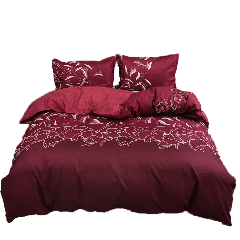 

3PCS/SET American Home Textiles Imitation Embroidery Cymbidium Bed Linings Quilt Cover Pillowcase Without Bed Sheet