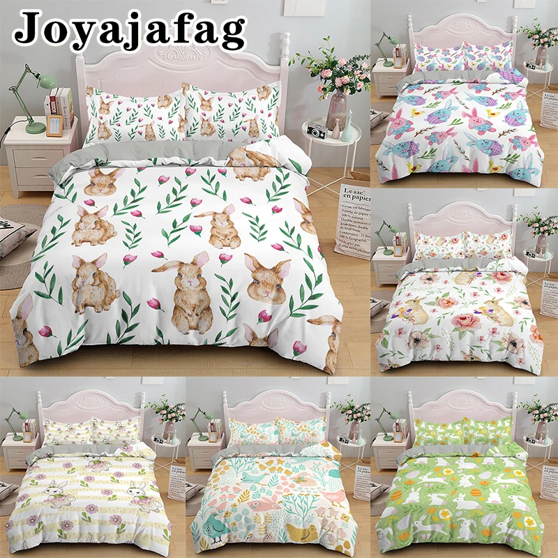 

Cartoon Rabbit Bed Sets Cute Easter Gift Duvet Cover Pillowcase Children Bedding Set Queen King Single Double Euro Sizes