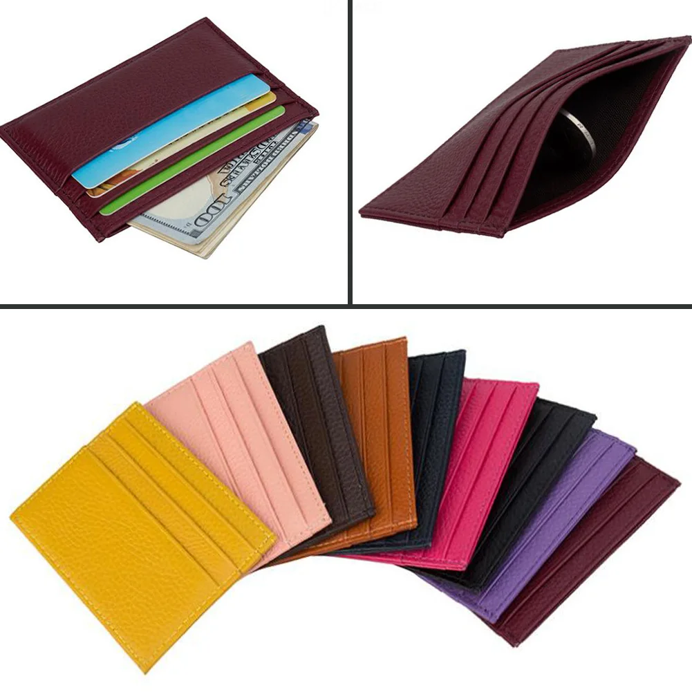 

Genuine Cow Leather ID Card Holder Candy Color Bank Credit Card Gift Box Multi Slot Slim Card Case High Quality Bag Accessories
