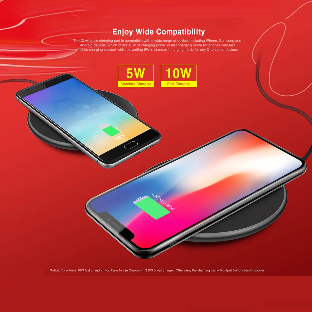 Ulefone UF002 Qi Беспроводное зарядное устройство для iPhone samsung Xiaomi huawei 10 Вт Blackview DOOGEE мобильный телефон