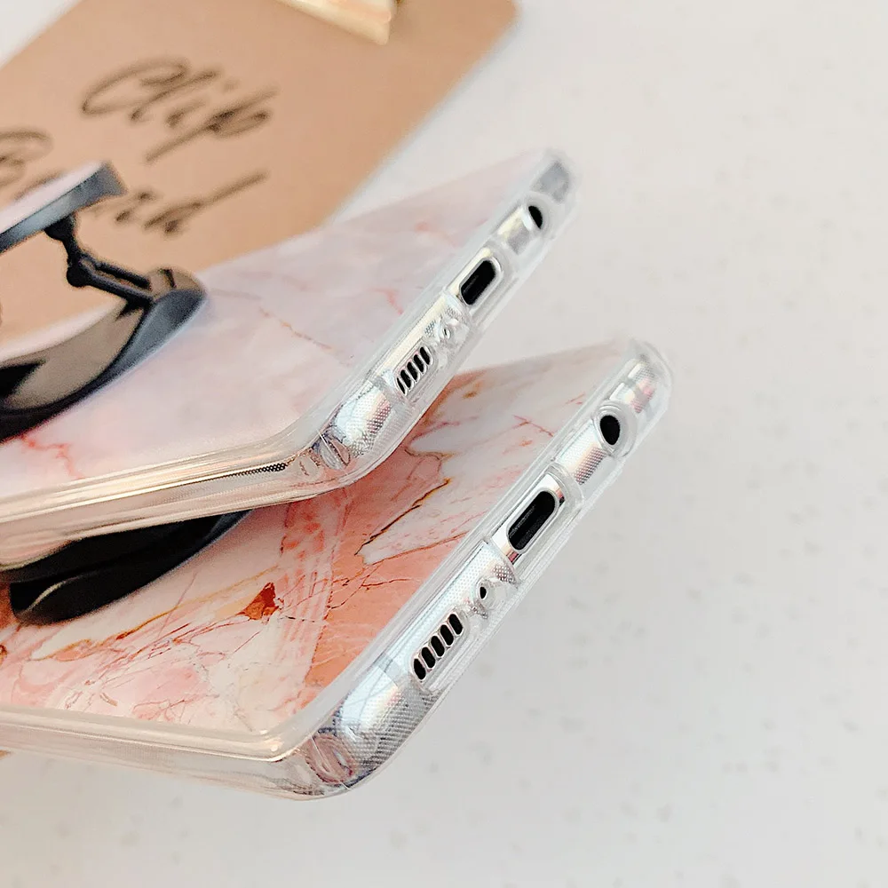 Мрамор текстуре чехол-подставка для телефона для samsung A50 S8 S9 S10 чехол для huawei P20 Lite Коврики 20 Lite мягкий IMD чехол-накладка для телефона