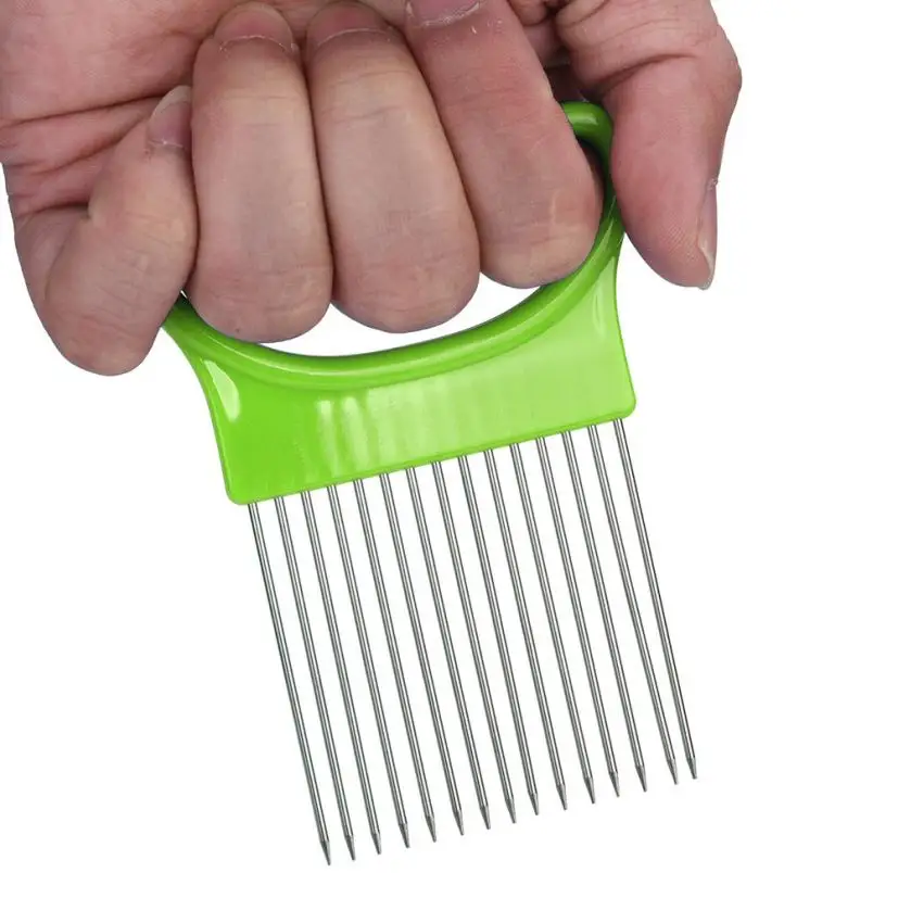 

Tomato Onion Vegetables Slicer Cutting Aid Holder Guide Slicing Cutter Safe Fork