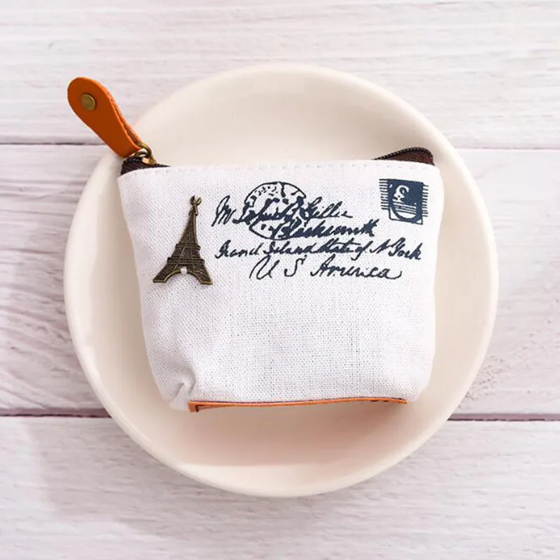 Милый льняной чехол карандаш 1 шт. милая башня велосипед белая серая монета