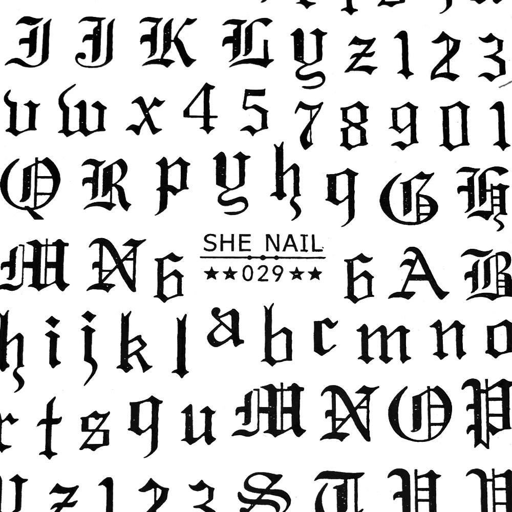 1 лист 3D Алфавит зернистость буквы Черное золото клейкая наклейка красота