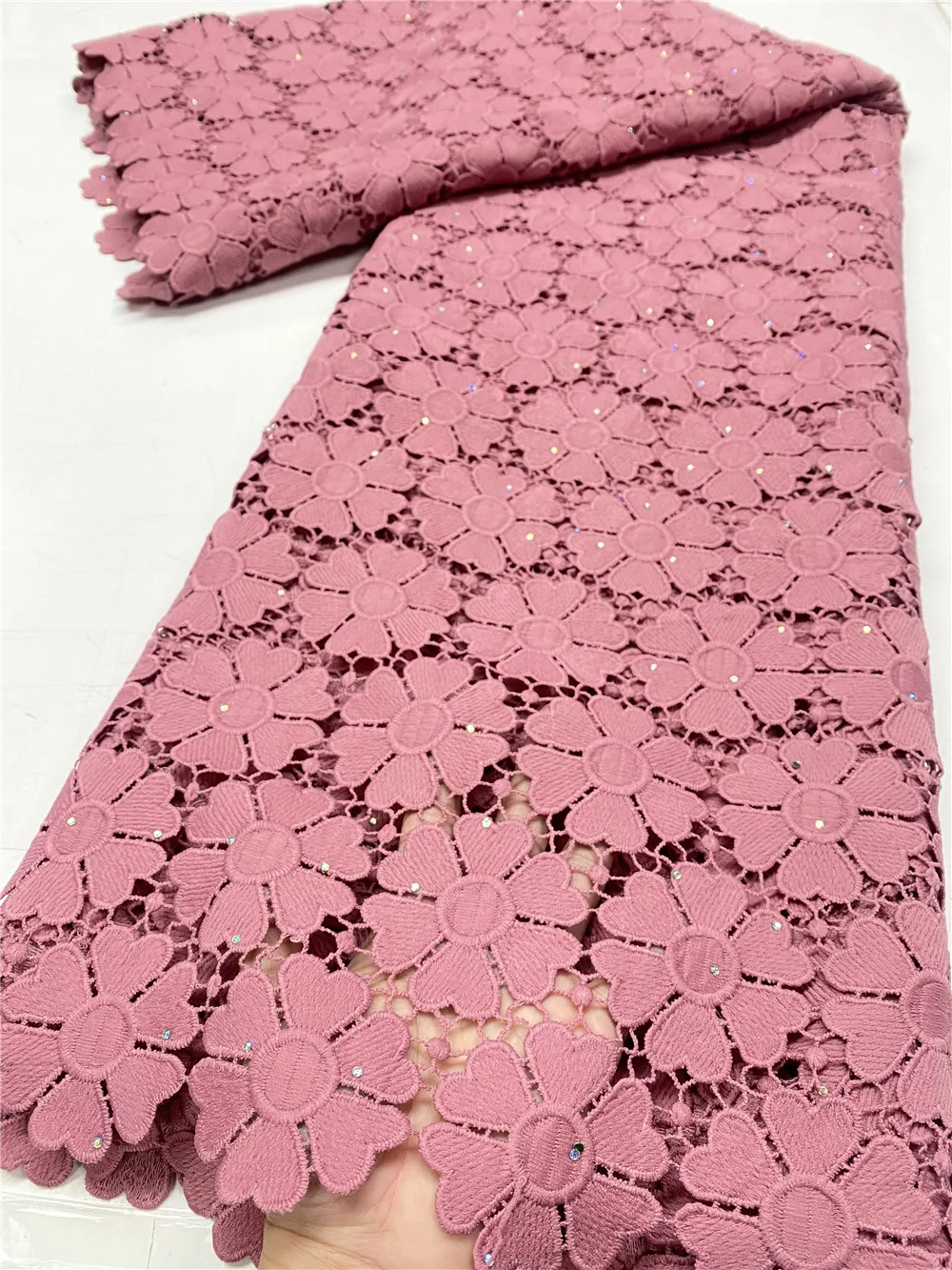 

XIYA 2021 Giupure Lace Fabric Good Quality African Embroidery Nigerian Cord Milk Silk Lace Fabric Sewing For Woman 3831B