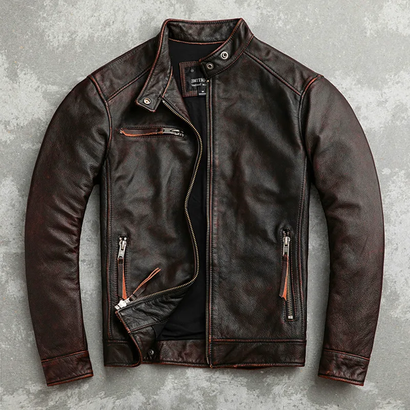

Genuine Leather Men Jackets Motorcycle Jacket 100% Cowhide Leather Coat Biker Jacket Moto Clothing Spring Autumn Jacket