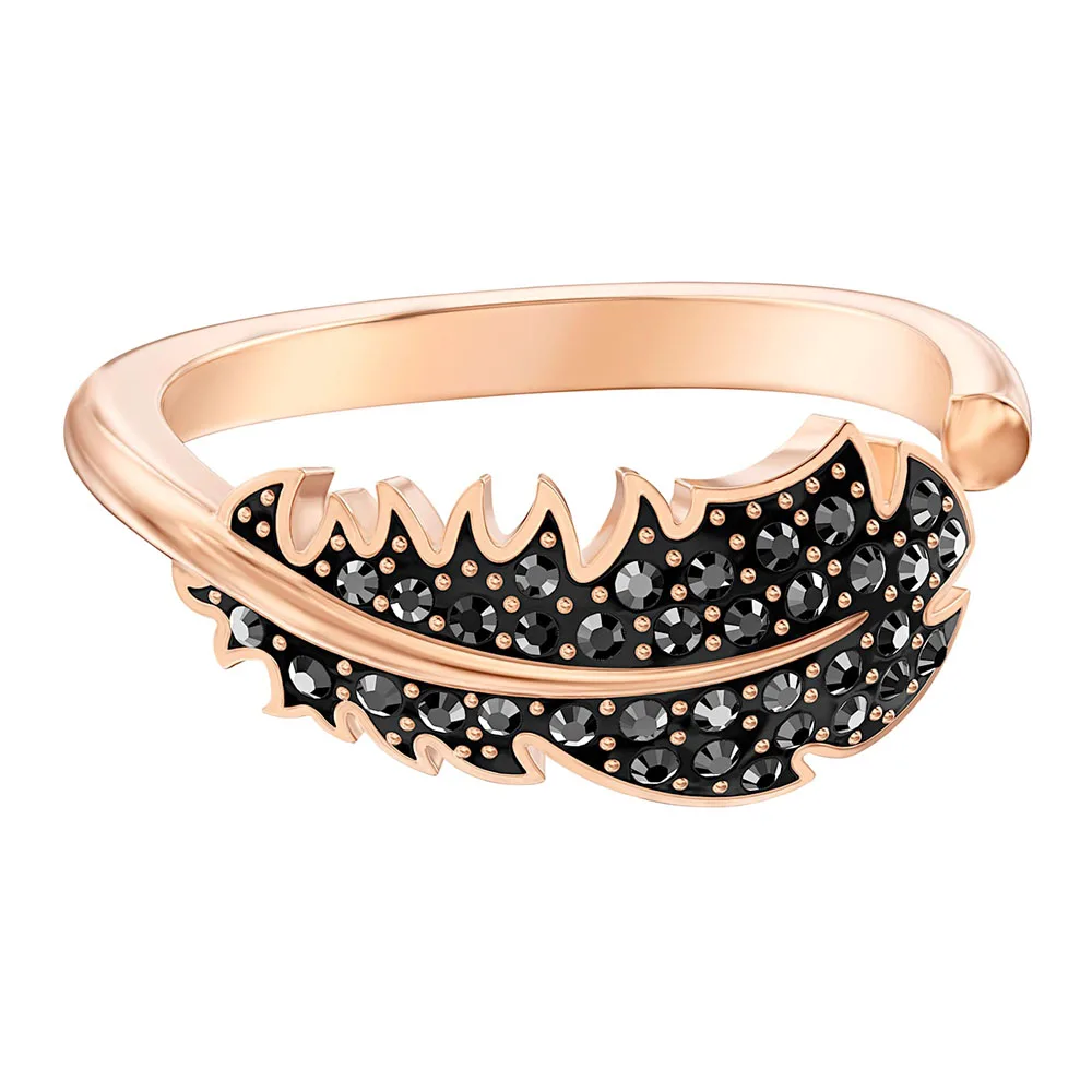 Ring 8 SWA Модный озорной комплект из розового золота. Из белого золота. Золота. Трендовые Перья Кристалл дает девушке лучший романтический подарок - Окраска металла: Ring 8