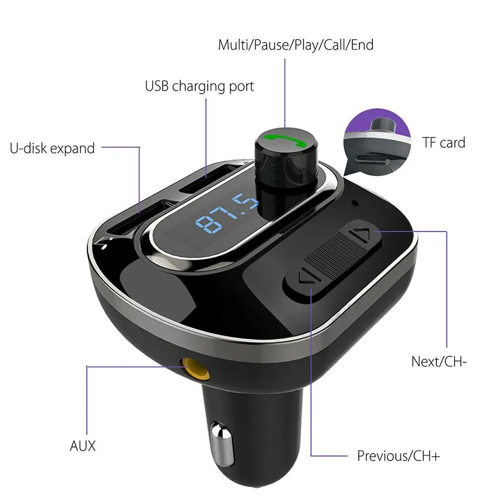 Bluetooth беспроводной автомобильный аудио приемник FM адаптер USB зарядное устройство беспроводной Bluetooth Автомобильный fm-передатчик комплект