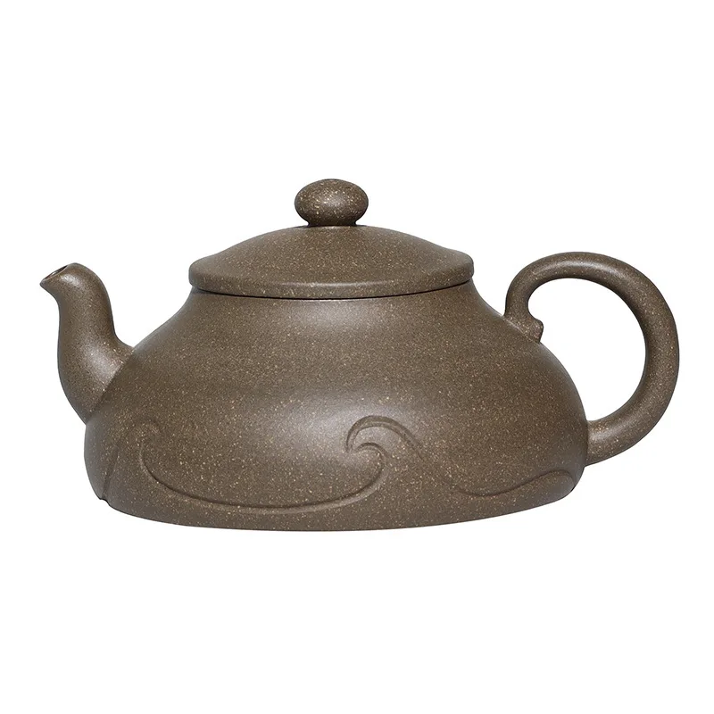 

Hundred Believe Dark-red Enameled Pottery Teapot Yixing Raw Ore Grey Lime Mud Full Manual Billows Kettle Teapot Gift