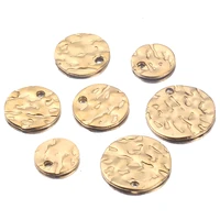 20pcslot texture charms 8mm 10mm 12mm gold plated stainless steel tags round blank coin beads for diy necklace bracelet making