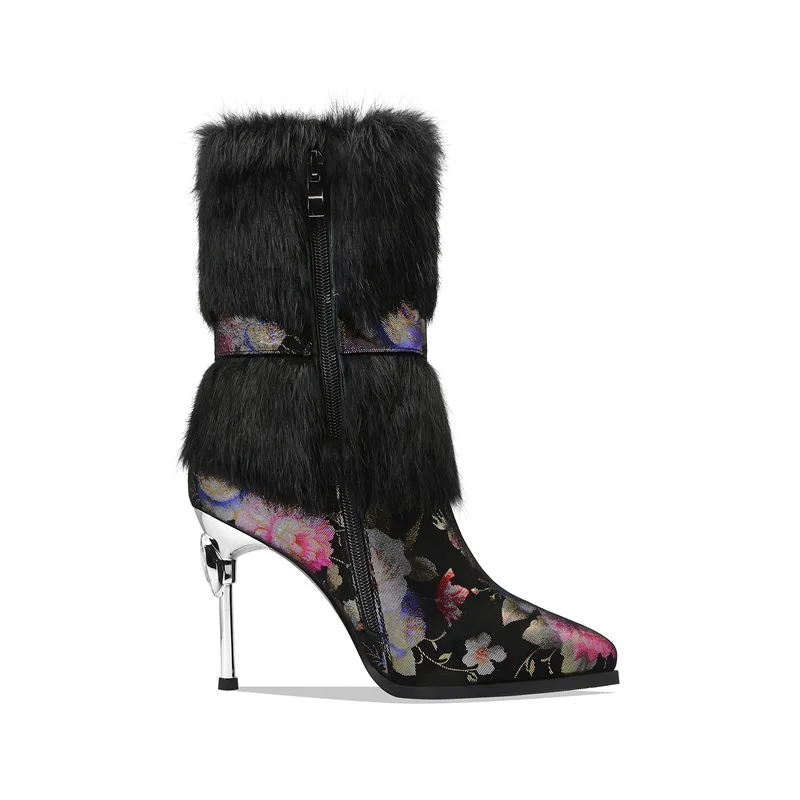 

ZVQ Winter New Fashion Pointed Toe Mid Calf Boots Outside Super High Heels Genuine Leather Women Shoes Drop Shipping Size 33-40