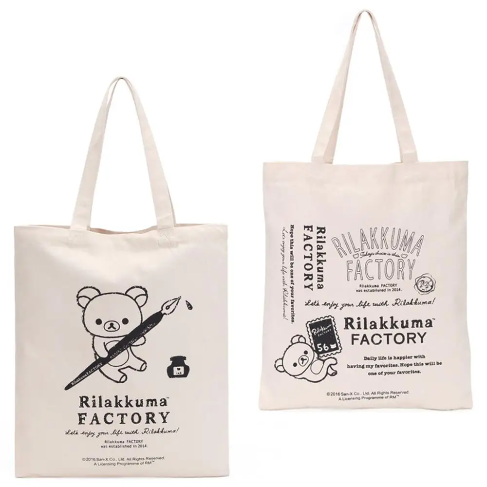 Новые модные холщовые Наплечные сумки Rilakkuma для девочек женская сумка покупок |